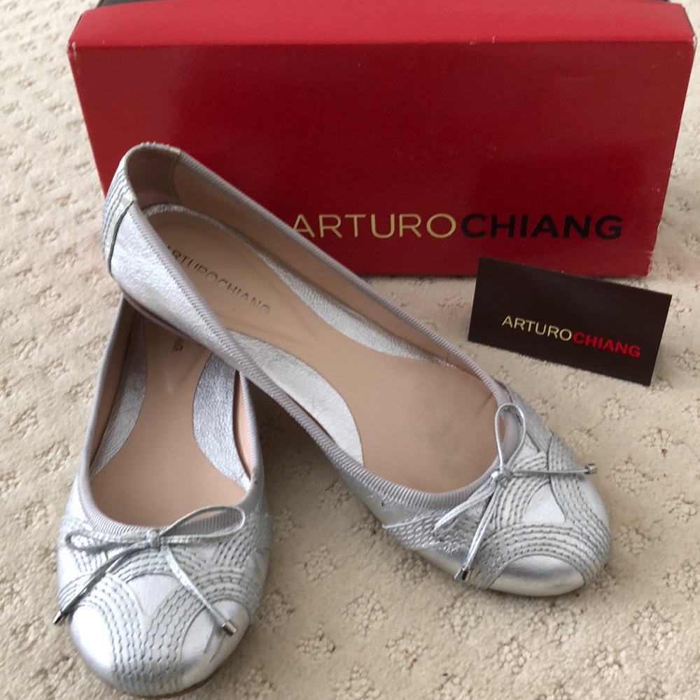 Arturo Chiang silver gari ballet shoes